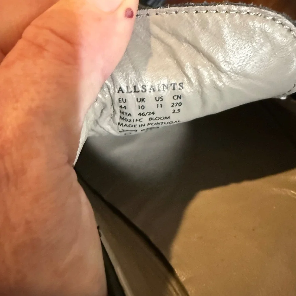AllSaints Bloom Penny Loafers Mens 11 Black Leather Dress Formal Preppy Luxury